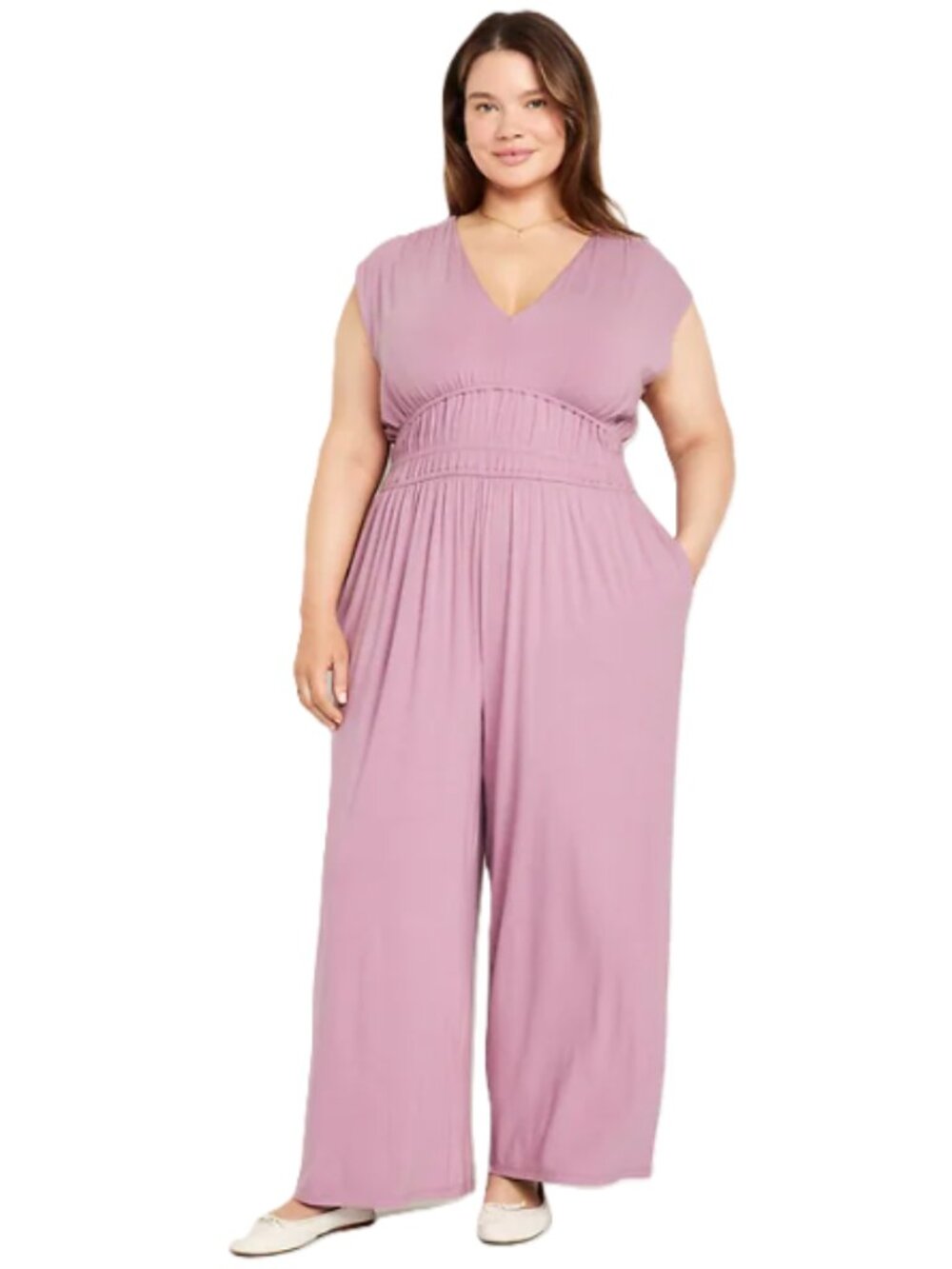 Old Navy Waist Defined Wide Leg Jumpsuit Rose Dawn Size XXL Petite NWT